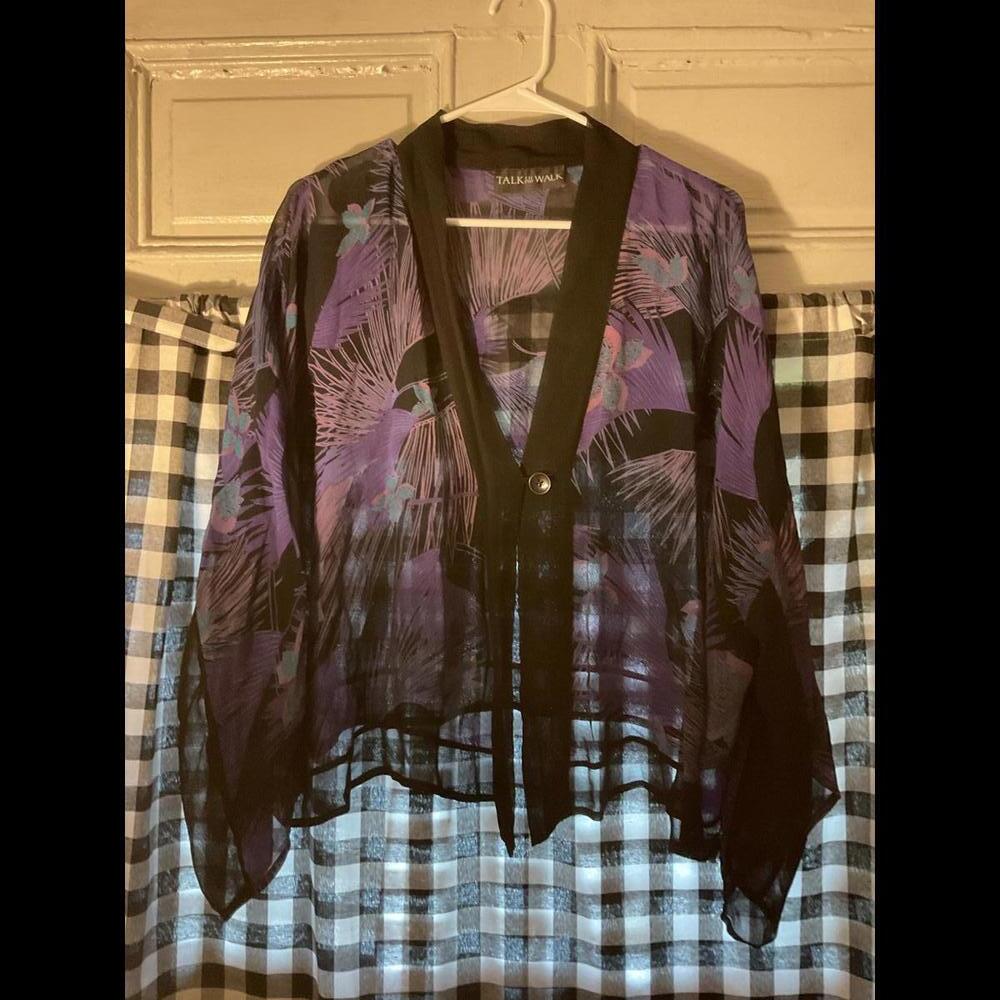 Talk of the Walk Black Short Kimono with Peacocks